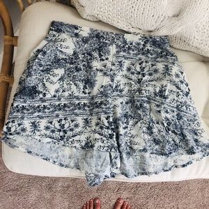 blue floral shorts